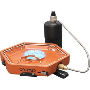 1-Burner Propane Stove Portable Camping Stove with Carry Strap, Backpacking Camp Stove for Outdoor Cooking, Flick-Style Ignition, Temperature Control, 8600 BTUs of Power for Camping BBQ& More