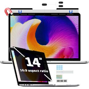Magnetic Laptop Privacy Screen for 14 Inch 16:9, Removable Computer Screen Privacy Shield 14" Aspect Privacy Filter Screen Protector for with Lenovo Hp Dell Acer Asus Thinkpad Envy