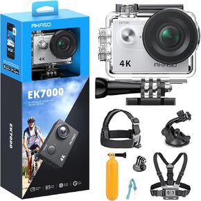 AKASO EK7000 4K30FPS 20MP WiFi Action Camera and 7 in 1 Action Camera Accessories Kit Bundle