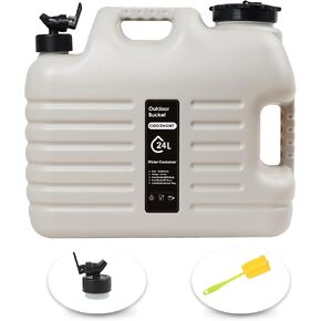 6.4 Gallon(24L) Portable Water Containers with Spigot, BPA Free Water Jug, Beige Water Tank, Multifunction Water Storage Containers for Camping Outdoor Hiking,Emergency Stroage