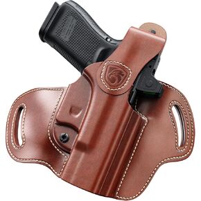 OWB Holster Compatible with Glock 19, 19X, 23, 32, 44, 45 – Outside Waistband Hip Carry Leather Holster, Right-Handed
