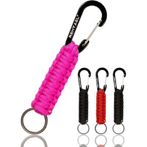 Paracord Keychain Carabiner Men/Women, Braided Key Chain w/Clip Ring Strap for Belt Car Keys Backpack Camping Hiking Fishing