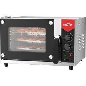 CROSSON 23L Quarter-Size Convection Oven,3-Tier Commercial Toaster oven w/Front Glass Door,3 set of Wire Racks,120 Minutes Timer and Interior Light, 120V/1600W Countertop Conventional Oven