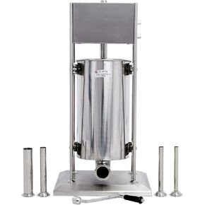 Commercial Sausage Stuffer, Dual Speed Vertical Meat Filler with 4 Stuffing Tubes, 15L/32LB Capacity, Stainless Steel