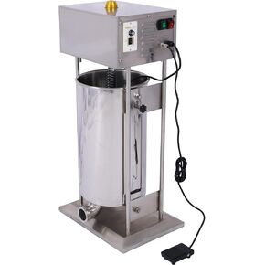 Electric Sausage Filler 30L with Variable Speed Control and Multiple Stainless Steel Tubes, for Home and Commercial Use, Silver