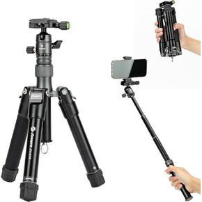 Fotopro mini tripod مع الكرة سماعة الكرة يثبت selfie عصا سيلفي قابلة للطي مطوية فقط 8.6 "كحد أقصى حتى 6.6 رطل FY-810 أسود