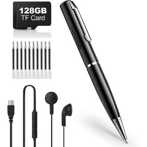 128GB AI Voice Recorder - Voice Activated Sound Audio Tap Recorder Device, Convert Speech into Text by AI, Audio Recorder for Lectures Meetings, Work, Interviews