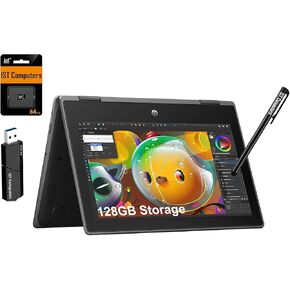 HP Chromebook Pro X360 Fortis 11 2-in-1 Laptop (11.6" Touchscreen, Intel Processor, 4GB RAM, 160GB Storage), Ruggedized & Spill-Resistant, Convertible, Students & Education, Webcam, Chrome OS