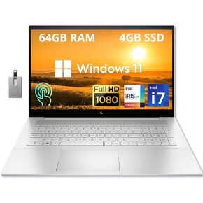 HP Envy x360 Convertible 2-in-1 Business Laptop, 15.6'' FHD Touchscreen Display, Intel Core i7-1260P, 64GB DDR4, 2TB SSD, Iris Xe Graphics, Webcam, WiFi 6, Bluetooth, Win 11, Silver, 32GB USB Card