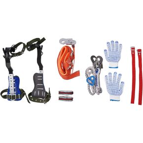 Tree Climbing Equipment Set, Portable Tree Climbing Spike Sets Adjustable Pole Climbing Gear Kit with Safety Belt & Gloves & Straps, Rock Climbing Kit for Mountaineering, Logging Fruit Picking