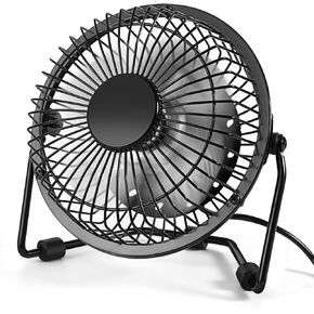 AMKEN Small Desk Fan, 4 Inch USB Fan Powered by USB, 360° Rotation - Small Fans for Bedroom, Office, Table - Ultra-quiet Personal Cooling Fan with Metal Construction