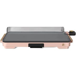 Beautiful XL Electric Griddle, 12"x22" Nonstick, 1500W, Removable Drip Tray, Stainless Steel Backsplash, Cool-Touch Handles, Adjustable Heat, Family-Sized Cooking (White Icing)