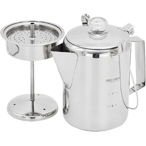 Hinged Lid Coffee Percolator Stainless Steel Clear Knob Coffee Maker Coffee Pots For Campfires And Stove Top Brewing