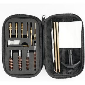 Universal Handgun Cleaning kit for Pistol, Gun Cleaning Kit with Cotton Mop Brass Cleaning Rod Nylon Brushes in Zippered Organizer Compact Case