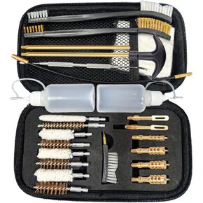 Universal Gun Cleaning Kit -.22,.357,.38,9mm,.45 Fits Caliber Pistol Firearms,Brass Brushes,Jag Adapter,6" Long Cotton Swabs,Lint Free Gun Cleaning Patches Supplies
