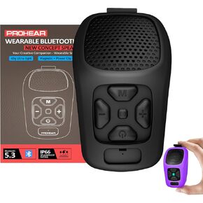 PROHEAR MC001 Wearable Bluetooth Speaker - 45g Portable Small Speaker with Magnetic Clip-On, IP66 Waterproof Certified, Built-in Mic, Voice Assistant for Hands Free Calls, Working Man Gifts(Black)