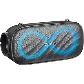 Oraimo SpaceBox Pro Portable Bluetooth Speaker, Wireless Speakers with Light Effect, Loud Sound, Heavy Bass, Built-in Mics, Support TF Card, AUX-in, Powerful Speaker for Party, Home, Outdoor, Grey