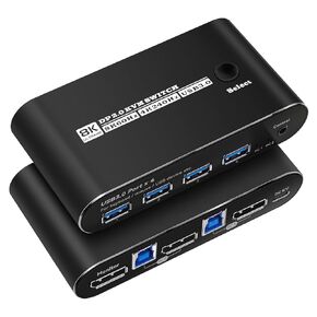 Displayport kvm Switch 1 Monitors 2 Computers 1440p 2 Port kvm Switch displayport 165hz PC Switch 1 Monitor 2 Computers displayport 2.0 1440p 120hz 144hz 165hz 180hz 240hz FreeSync G-SYNC