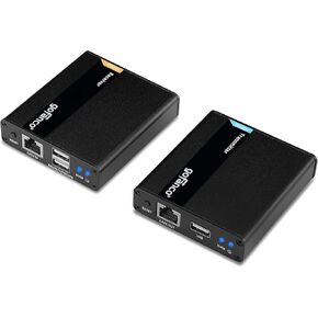 gofanco 1080p HDMI USB KVM Extender Over CAT6 / CAT7 Cable – Up to 230ft (70m), 2X USB 2.0 Keyboard/Mouse, Near Zero Latency, HDMI Loopout, Lightning/Surge/ESD Protection (KVMHDExt70)