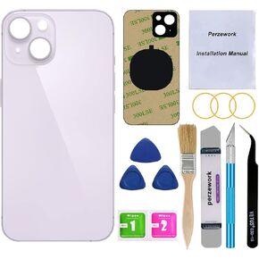 Rear Back Glass Replacement for iPhone 14 6.1-inches with Reparing Toolkit and Manual (Midnight Black)
