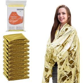 Emergency Blankets Mylar Thermal Blanket (10 Pack-Silver) 84"x52" Space Blankets Survival for First Aid,Camping,Car Emergency Kit,Outdoor Camping,Hiking,First Aid,Marathon
