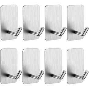 KRUI Mini Fire Blanket Hooks, Stainless Steel Adhesive Wall Hooks for Home Office and Outdoor Wall Hanging, Waterproof and Fireproof, Black 8 Pack