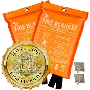 Supa Ant Emergency Fire Blanket for Home and Kitchen - 2 Pack 1500F High Visibility (Glow in The Dark) Smother Kitchen Fire Blanket - CE Certified Hero Fire Blankets Emergency for Home (40in)