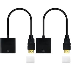 HDMI إلى VGA ، HDMI المطلية بالذهب إلى محول VGA (من الذكور إلى أنثى) للكمبيوتر/سطح المكتب/الكمبيوتر المحمول/الكمبيوتر/الشاشة/العرض/HDTV/Chromebook/Raspberry PI/ROKU/XBOX وأكثر - أسود ، 2 عبوة بواسطة ytxxdeus