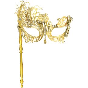 قناع تنكر مع عصا قناع تنكر معدني فينيسي للنساء قناع تنكري للهالوين، من أجل ماردي جراس/الحفلة in Kuwait