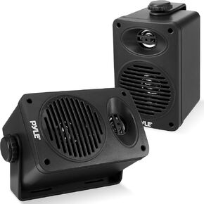 Pyle 300 Watt Bluetooth Indoor Outdoor Speakers Pair - Dual Waterproof 4" 2-Way Full Range Speaker System w/ 1/2" High Compliance Polymer Tweeter | Home, Boat, Marine, Deck, Patio, Poolside (Black)