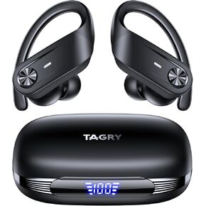 TAGRY Wireless Earbuds Blueetooth Headphones 80Hrs Playtime Power Display IPX7 Waterproof Sport Ear Buds with Deep Bass in Ear Earphones for Running Workout Exercise Gym Black