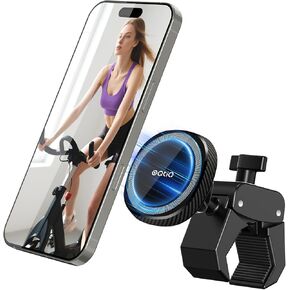 OQTIQ Phone Holder for Peloton Exercise Bike, Heavy-Duty Clamp & 17 N54 Strong Magnetic Phone Mount for Treadmill, Spin Bike, Golf Push Cart, Stroller, Fit for MagSafe iPhone 12-16 Series