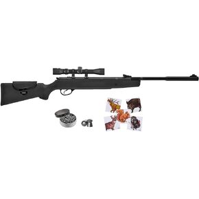 Hatsan MOD 87 Vortex QuietEnergy QE Air Rifle, Black with Included Wearable4U 100x Paper Targets and Lead Pellets Bundle