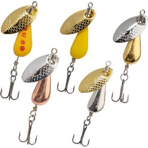 QualyQualy Trout Lures Fishing Spinnerbaits 5pcs Brass Hard Metal Spinner Trout Baits Fishing Lure Catches Trout, Perch Freshwater Saltwater Lake River