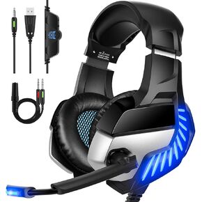 Gaming Headset for PS4 PS5 PC, Headphones Stereo 7.1 Surround Sound, 3.5mm Audio Jack Over Ear with Microphone, Wired 50mm Drivers Xbox, Laptop…