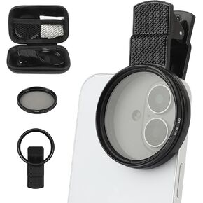 52mm Clip-On CPL Phone Camera Lens Filter, Polarizer Circular Filter, Ultra Slim Multi- Coated CPL Filter Compatible with iPhone 15/14/13 Samsung