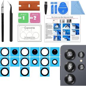 3 Pack Galaxy S25 Ultra Back Rear Camera Lens Glass Replacement, Back Camera Lens with Tempered-Glass Lens Protector for Samsung S25 Ultra, Included Instruction Manual, Toolkit