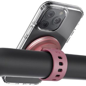 Magnetic Phone Holder for Women Gym - Compatible with MagSafe or Normal Case, Sturdy Workout Phone Mount, Strong Magnet, No-Slip, 360° Rotation for Exercise Bikes Stroller Cart Handlebars Gifts (Pink)