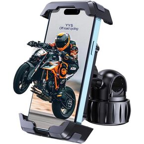 Bike Phone Holder, Motorcycle Mount - Motorcycle Phone Holder, Handlebar Cell Phone Clamp, Scooter Phone Clip for iPhone/Samsung/Google/Huawei/Xiaomi, More 4.7" to 6.8" Smartphones