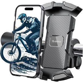 Bike Phone Holder, Motorcycle Phone Mount - Motorcycle Handlebar Cell Phone Clamp, Scooter Phone Clip for iPhone 15 Pro Max/Plus, 14 Pro Max, S9, S10 and More 4.7" to 6.8" Smartphones