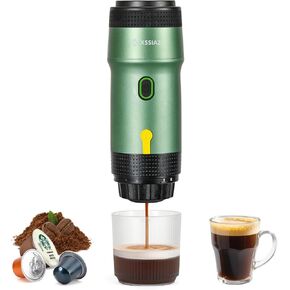آلات الإسبريسو المحمولة ، صانع الإسبريسو الكهربائي مع تسخين ذاتي ، شاحن USB-C & Car ، 20 بار Mini Coffee Maker مع NS Capsule و Ground Coffee للتخييم ، المشي لمسافات طويلة ، السفر ، المكتب ، Blcak