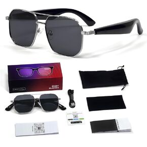 AI Smart Translation Glasses for Travel & Business, Real-Time 100+ Language Translator, Wireless Open-Earphones Design with Music Playback & Touch Control,Lightweight Eyewear (GD/BN)