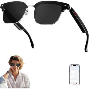 AI Smart Glasses, Bluetooth Glasses with Speaker, 110+ Languages & Accents Translation, Voice Control,UV Protection, 8H Battery Life, Multifunctional Smart Sunglasses for Men&Women(Black)