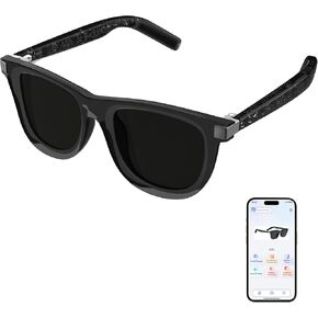 【2025 Upgraded】 Smart Glasses with AI, 5.4 Bluetooth Glasses with 110+ Translation, Smart Sunglasses with UV400 Polarized Lenses, Voice Control Sunglasses with Mic & Stereo Speaker for Men & Woman
