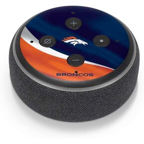 Skinit Skinit Audio Audio Skin متوافق مع Amazon Echo Dot 3 - تصميم NFL Denver Broncos المرخص رسميًا