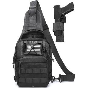 ATBP Small Tactical Sling Backpack Bag Holster One Over Shoulder Bag Pack Men With Universal Holster