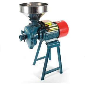 Electric Grain Mill Grinder 220V 2200W Commercial Wet Dry Corn Grinder Heavy Duty Feed Flour Mill Dry Grinding Machine for Cereals Corn Grain Wheat with Funnel