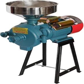 3000W 110V Electric Grain Mill Dry and Wet Spice Grinder Corn Mill with Funnel Thickness Adjustable Powder Machine Heavy Duty Feed Flour Cereal Mill Wheat Grinders