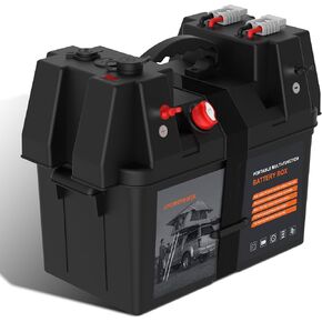 IZTOSS Portable Smart Battery Box, with Voltmeter, QC3.0+PD 18W Port, Cigarette Socket, Anderson Port, Power Switch Circuit Breaker, for Traction Motor, RV and Solar Panel, Battery not Included