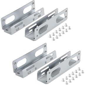 Heyous 2 Pairs 3.5 to 5.25 Inch Hard Drive Metal Mounting Bracket Adapters with Mounting Screws Mechanical Disk Holder Electronics Computer Accessories